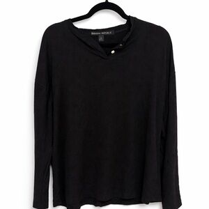 Banana Republic - Waffle Knit Henley Long Sleeve (Black)